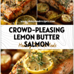 Golden Pan Roasted Salmon In A Pan with lemon butter sauce and herbs for a bright Salmon For A Crowd meal.